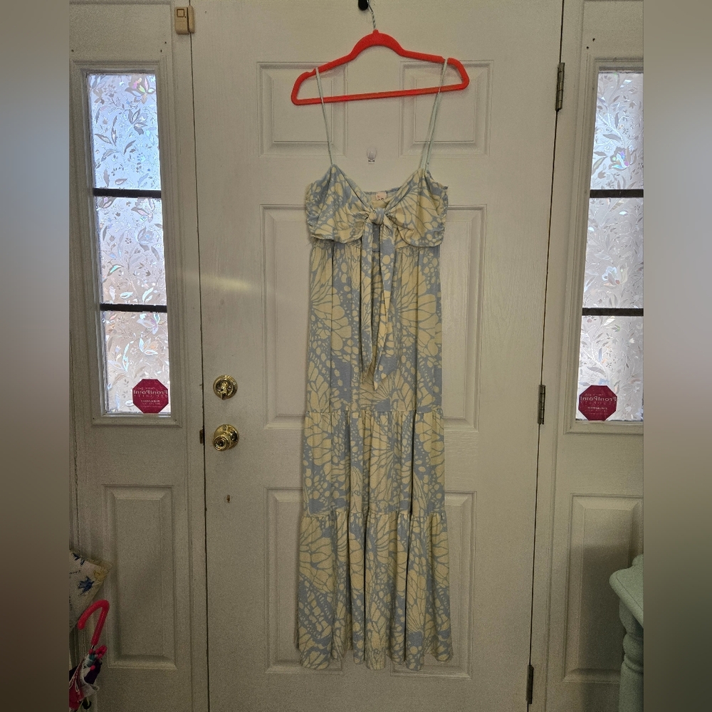 Lime and blue long dress